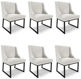 Cadeira Sala de Jantar Industrial Preto kit 6 Liz Bouclê D03 - D'Rossi - Cinza