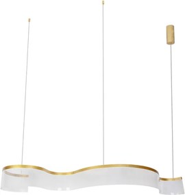 Pendente Led Metal Acrílico Dourado 37w 3000k Atenas