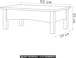 Mesa de Centro Para Sala Madeira Maciça Hazel Carvalho Z25  - Mpozenat