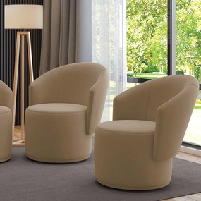 Poltrona Decorativa Orgânica Fixa para Sala Kit 2 Malu Suede M11 - D'Rossi - Marrom Rato