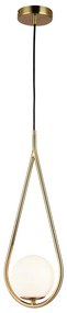Pendente Pingo Metal Bronze Vidro Branco Ø18X49Cm 1Xg9 | Bella Ilumina...