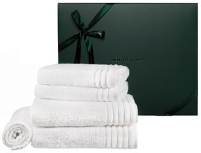 Kit Toalhas de Banho 05 Pçs Trussardi 100% Algodão Imperiale c/ Caixa de Presente Natal - Branco Branco