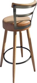 Banqueta Alta Cozinha 70cm Encosto Pé Madeira Kyara Pu S02 - D'Rossi - Caramelo