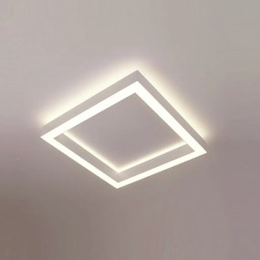 Plafon Dobby Quadrado 40X40X7,5Cm Led 90W Bivolt - Usina 19680/40 (MR-T - Marrom Texturizado, 3000k)