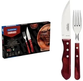 Jogo de Talheres para Churrasco Jumbo Tramontina Vermelho Polywood 12 Peças