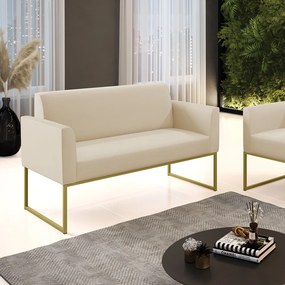 Sofá Namoradeira Base Industrial Dourado Marisa Corino D03 - D'Rossi - Bege