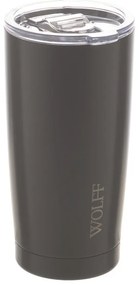 Copo Térmico De Aço Inox Parede Dupla Com Tampa Cinza 600ml 29142 Wolff