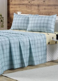 Jogo de Cama 150 Fios Azul Casal 4 Peças