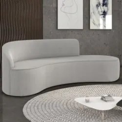 Sofá 4 Lugares Para Sala 220cm Orgânico Wendi Suede Cinza I01  - Mpoze