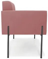 Poltrona Para Sala Pés Metálicos Preto Ana Suede Rosê - Ibiza