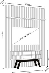 Conjunto Painel e Bancada Troia 2 Portas Deslizantes MDP Pintura UV até 65 Cumaru/Opala G97 - Gran Belo