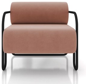 Poltrona Sala de Estar Industrial Preto Ameli Veludo K01 - D'Rossi - Rose