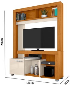 Estante de TV 50 Pol 136cm Sala de Estar Mervan M20 - D'Rossi - Cinamomo e Off White