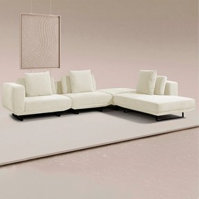 Sofá Modulado Sala de Estar Carmen 592cm Pés de Ferro Linho Rústico Off White G92 - Gran Belo