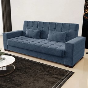 Sofá Cama Decorativo 210cm Beesley Suede Azul Marinho G19 - Gran Belo