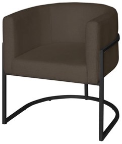 Poltrona Base Industrial Preto Sala de Estar Lety Veludo - Chocolate