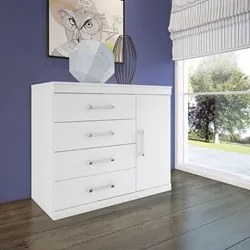 Cômoda Sapateira 1 Porta 4 Gavetas Plus Branco - Santos Andirá