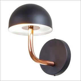 Arandela Mushroom 19,5X14X19Cm 03Xg9 Braço Curvo Metal Alumínio - Old... (PRETO)