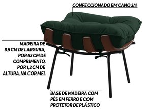 Puff Decorativo Sala de Estar Abel Base de Madeira Preto Suede Verde G41 - Gran Belo