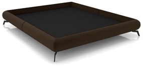 Cama King Size Avulsa Bezos Madeira Imunizada Pés em Aço Revestimento Veludo Marrom G91 - Gran Belo