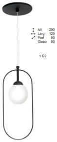 Pendente Wire Esfera Mini 08X12X29Cm Globo Ø8Cm 01Xg9 - Old Artisan Pd... (PRETO, FOSCO (Branco))