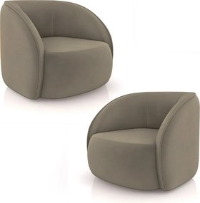 Kit 2 Poltronas Decorativas  Sala de Estar Clarke Veludo Castor G45 - Gran Belo