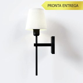 Arandela Tocha Longa Cúpula Tecido 01Xe27 Mini Bulbo G45 - Qimporta Ar... (PRETO)