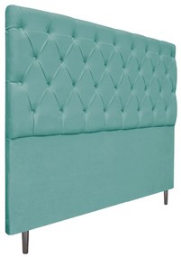 Cabeceira Estofada Liverpool 140 cm Casal Suede Azul Tiffany - ADJ Decor