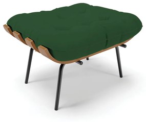 Puff Costela Veludo Base Metálica Preto - D'Rossi - Verde
