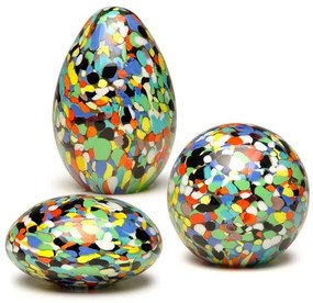 Conjunto com 3 Pesos Grandes Multicor Colorido Murano Cristais Cadoro