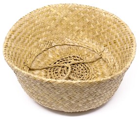 Cesto de Fibra Natural Decorativa 2 Em 1 31x32x35 Cm - D'Rossi