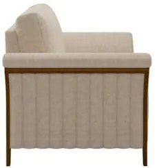 Poltrona Decorativa Sala de Estar 102cm Pés Madeira Roya Z32 Linho Cru