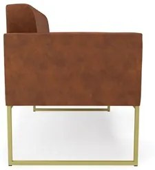 Sofá Namoradeira e 1 Poltrona Base Industrial Dourado Ana Sintético PU