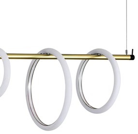 Pendente Ellos Com Haste Fixa 04 Argolas Magnéticas 120X100X30Cm Led 5... (Preto / Champanhe)