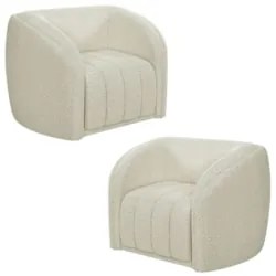 Kit 2 Poltronas Decorativa para Sala 112cm Meris Z32 Boucle Cru - Mpoz