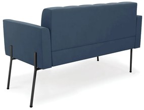 Sofá Namoradeira 2 Lugares Pé de Ferro Preto Elisa Suede D03 - D'Rossi - Azul Marinho
