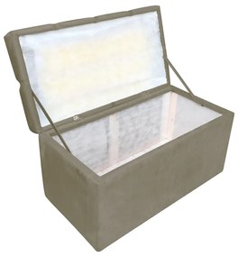 Calçadeira Botonê com Baú 90 cm Suede Marrom Rato - D'Rossi