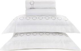 Jogo de Cama Literie Cetim 300 Fios Ellos Branco e Grafite - King  King