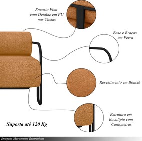 Kit 2 Poltronas Decorativas Sala de Estar Polatsk Base Industrial de Ferro Bouclê Terracota G33 - Gran Belo