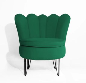 Conjunto 2 Poltrona Dália Pés Hairpin Legs Preto Veludo Verde Bandeira