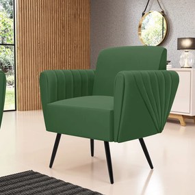 Sofá Namoradeira com Poltrona Pés Palito de Ferro Bruna Suede - D'Rossi - Verde
