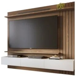 Painel TV 70 Pol Suspenso 180cm Buriti Amêndoa/Off White C05 - Mpozena