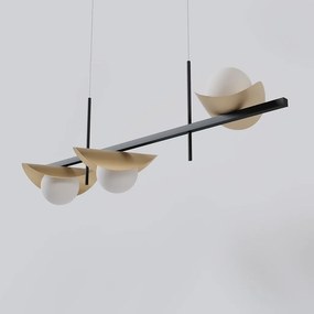 Pendente Calandra Assimétrico Linear 27X21X80Cm Alumínio E Globo Ø10Cm... (CHAMPANHE, FOSCO)