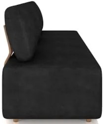 Sofá 3 Lugares 222cm Sala de Estar Rovier Sintético Preto Z32 - Mpozen