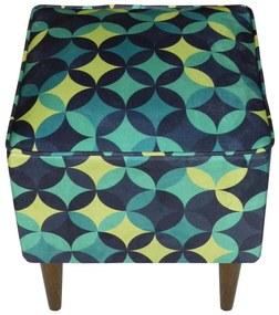 Puff Quadrado Milão Suprema em Suede com Pés Palito - Vitral Verde