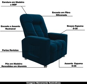 Poltrona do Papai Reclinável Para Cinema Sora Veludo FH1 - D'Rossi - Azul Marinho
