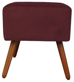 Puff Decorativo Quadrado Malu com Pés Palito Suede Bordô