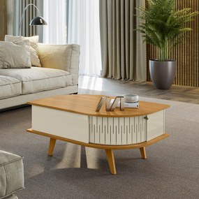 Mesa de Centro Para Sala com 2 Portas Narvelli M20 - D'Rossi - Cumaru e Opala