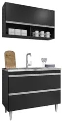 Armário de Cozinha Com Nichos CP01 Com Pia 100cm Z34 Preto - Mpozenat