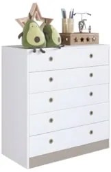 Cômoda Para Quarto Infantil com 5 Gavetas Juno Branco A05  - Mpozenato